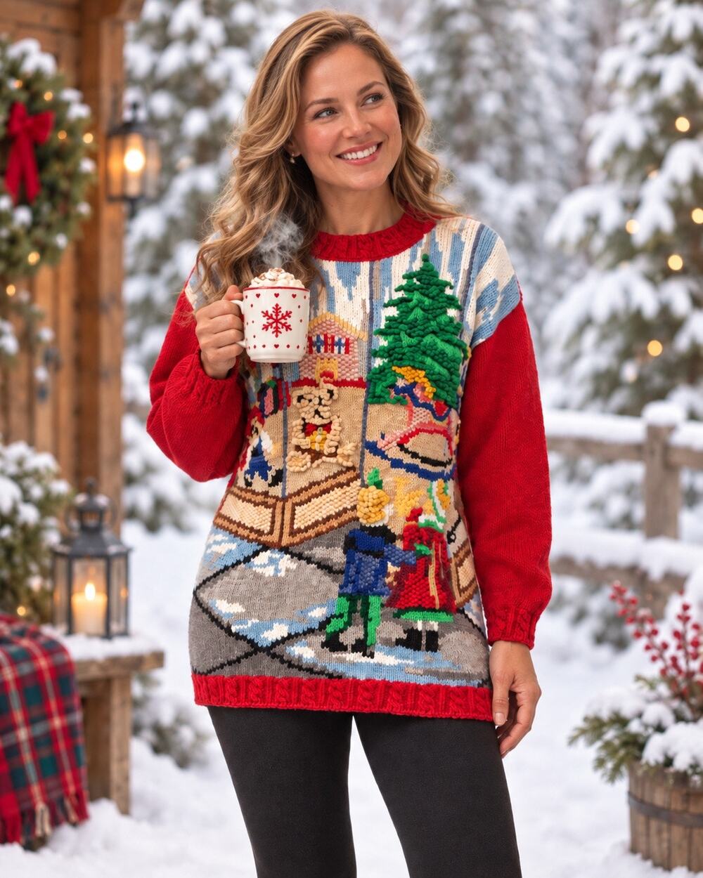 Vintage 1995 Heirloom Collectibles Christmas Sweater Size Small 3D Knit Holiday